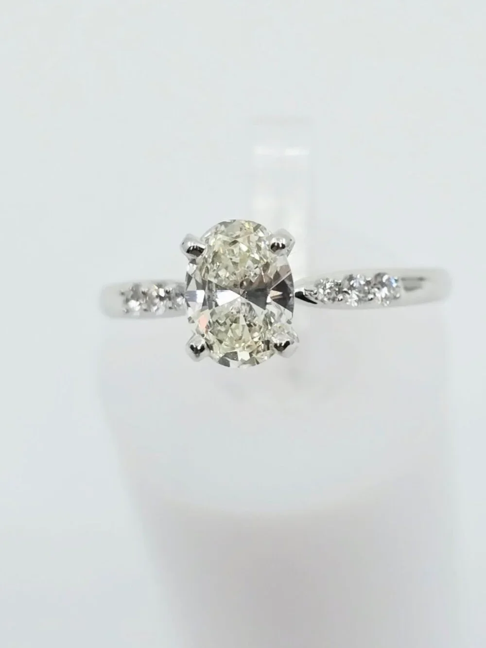 Unique 0.75ct Natural Oval Cut Solitaire Diamond Engagement 14K White Gold Ring